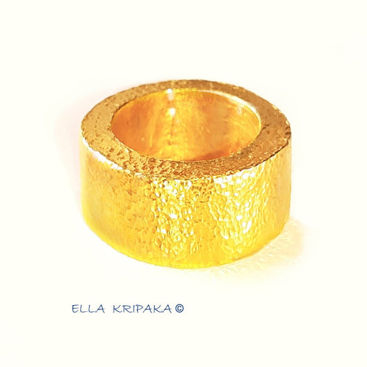 Custom Solid 24k 9999 Gold 47g size 6US Hammered Ancient Rome Ring 10mm