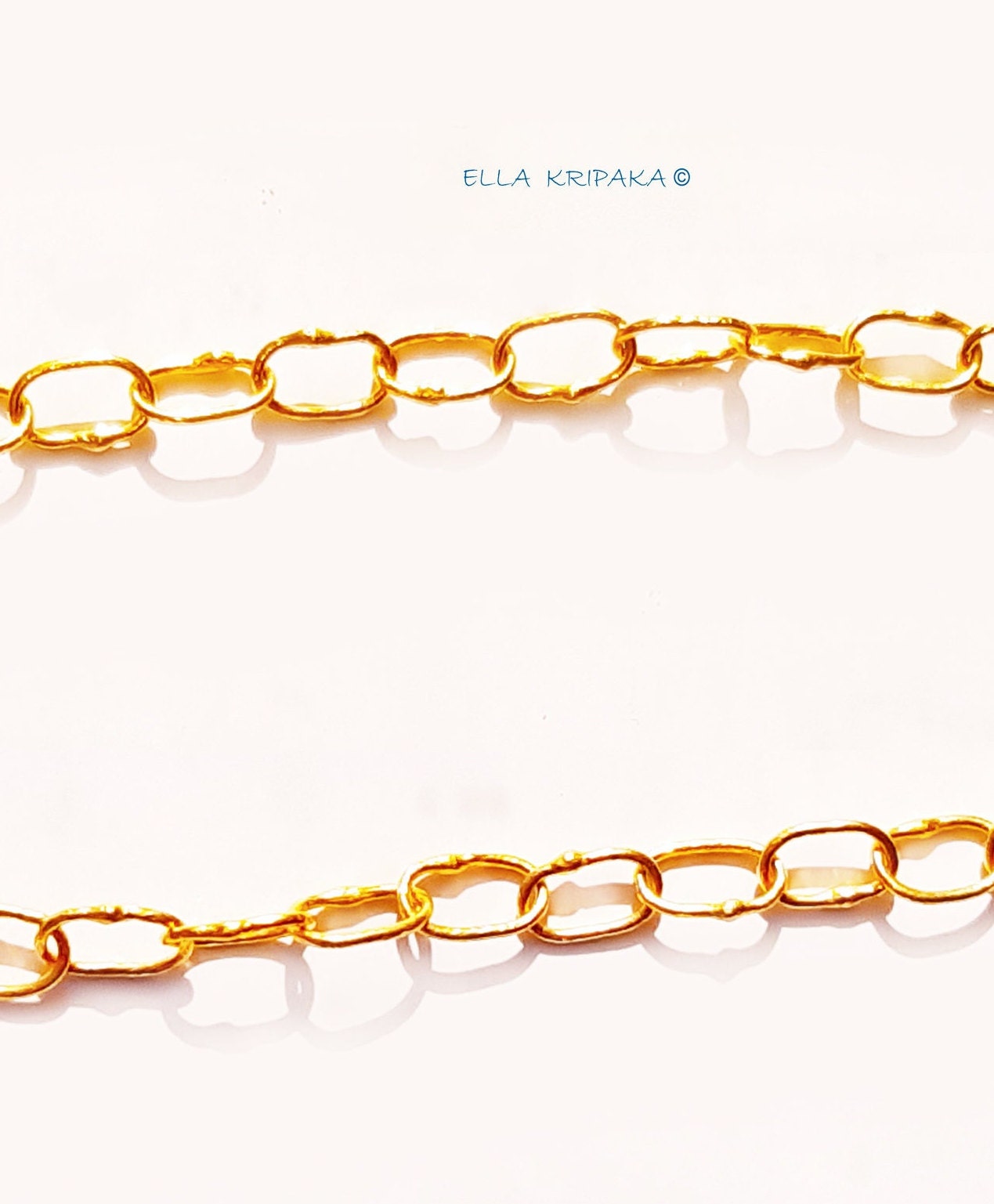 Custom hammered 22k gold chain bracelet, forged 22k gold chain