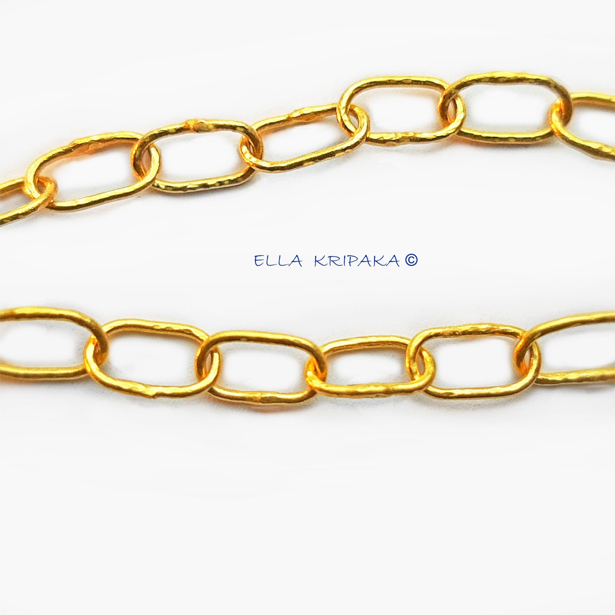 Custom Solid 22k 92.5% Gold 11.2g/size 6in, Hammered Chain Bracelet Durable, Link Wide 7mm Thick Hook Clasp