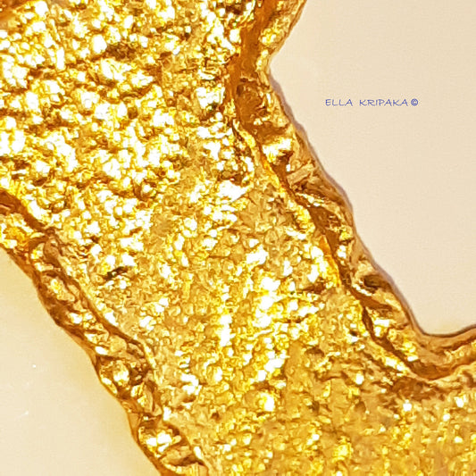 Custom 24k 9999 Gold 7g &19g Hammered Organic Letter I Pendant 22k