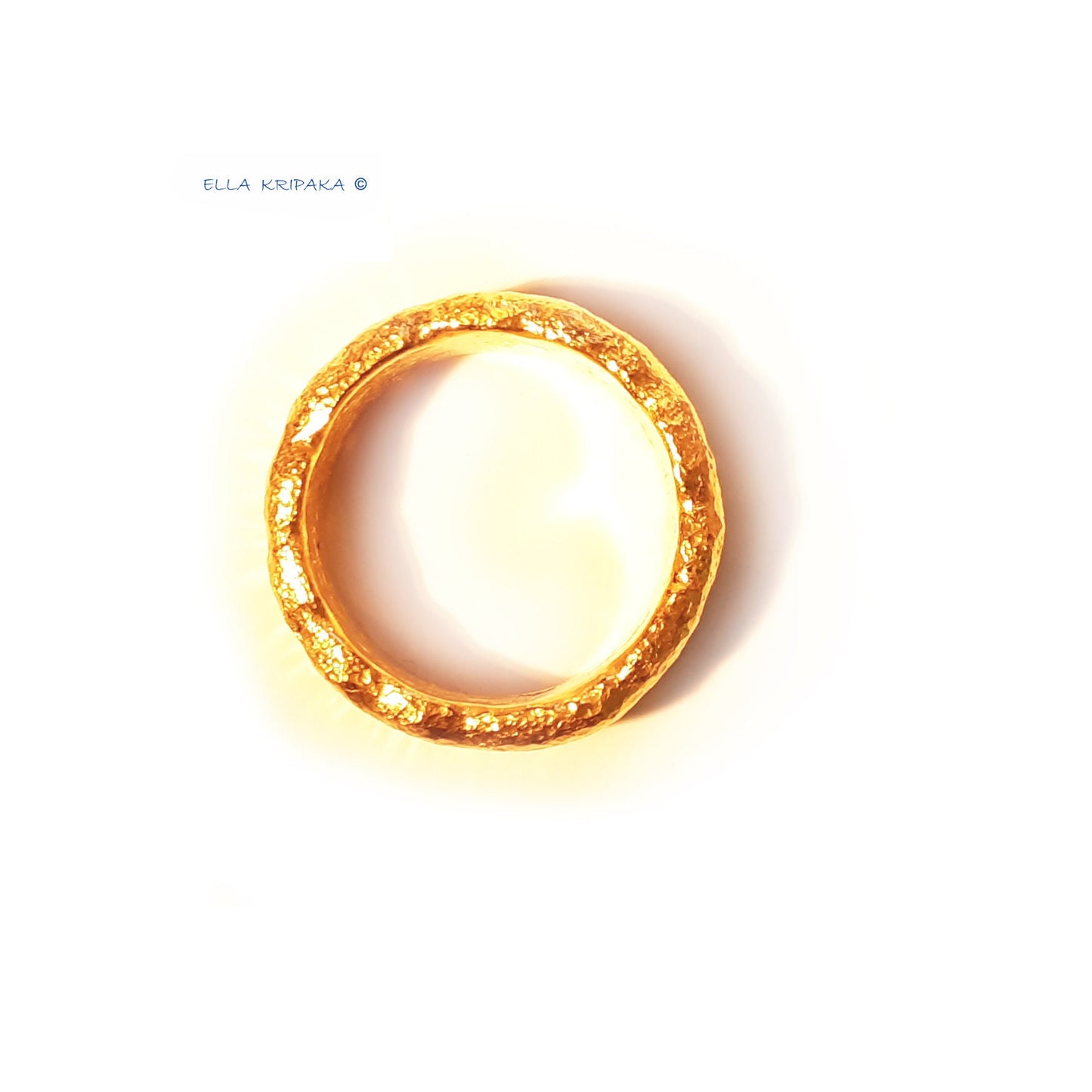 Custom Solid 24k 9999 Gold 30g/size 6US Organic Wavy Hammered Ring 8.5mm Can Be 22k Gold