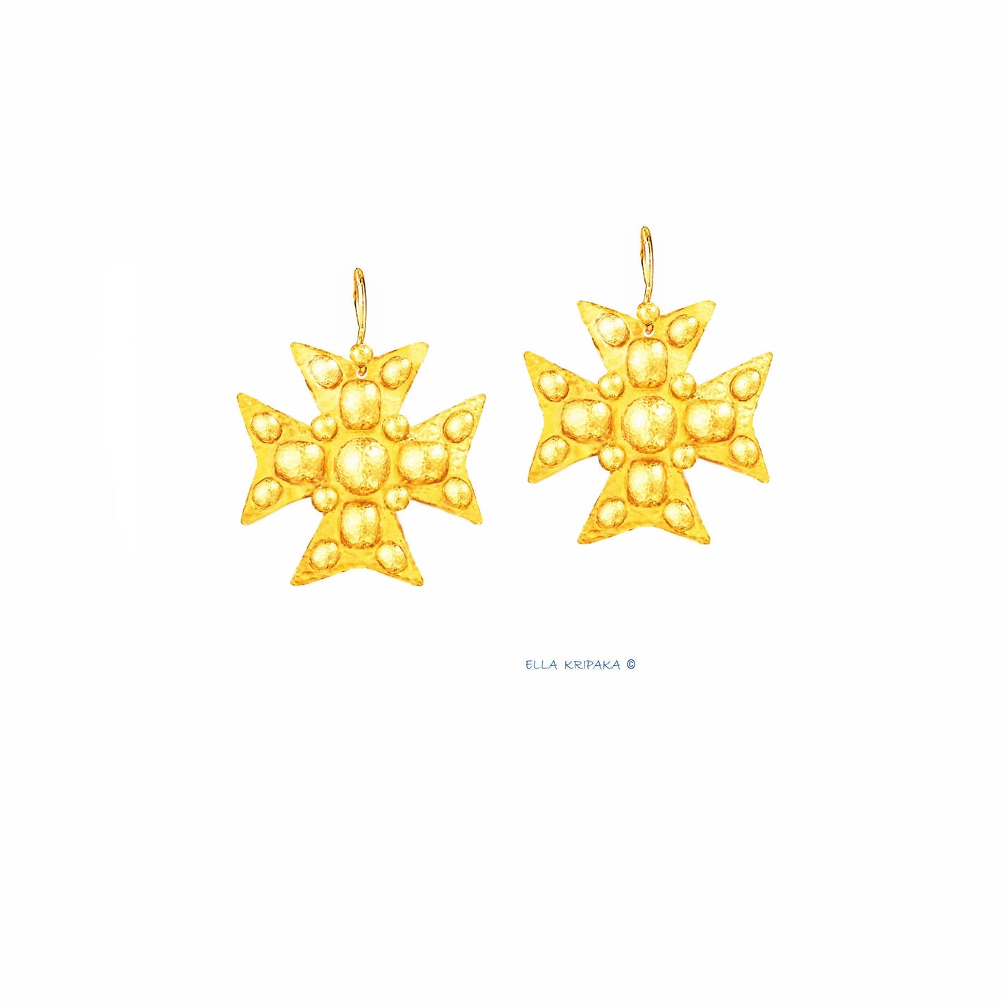 Custom 24K 9999 Gold 10g & 28g Hammered Byzantine Cross Earrings 35mm & 55mm Can Be 22k Gold