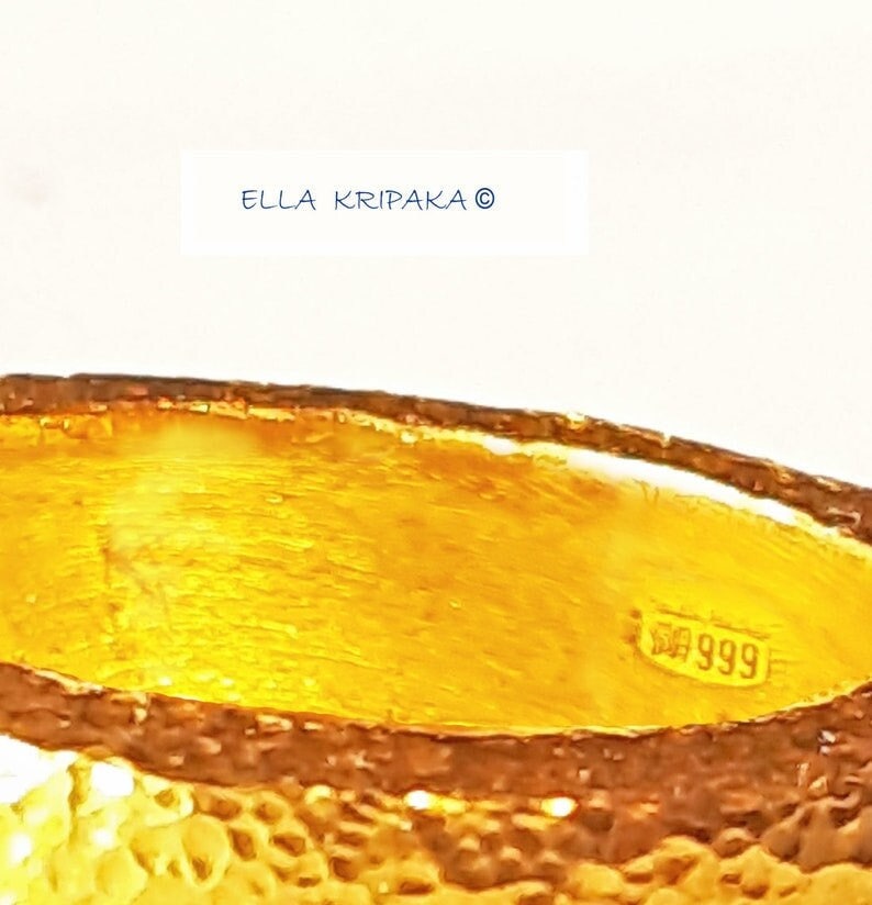 Custom Solid 24k 9999 Gold 19.5g/size 6US Hammered Ancient Rome Ring 4mm Thick Can Be 22k Gold