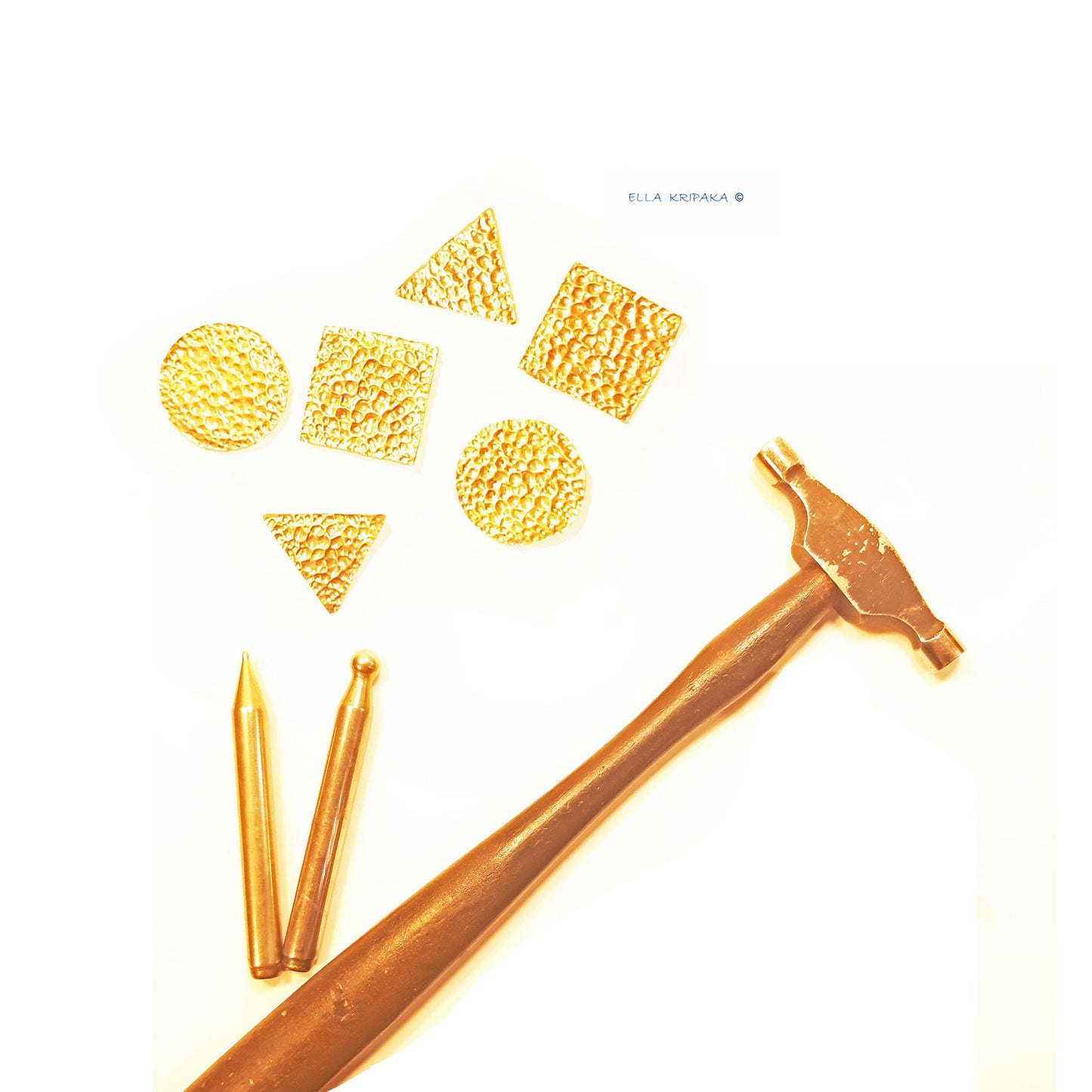 Custom 24k 9999 Gold 11g & 34g Hammered Organic Square Earrings 35mm & 55mm Can Be 22k Gold