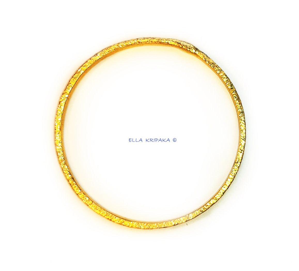 Custom Solid 22k 92.5% Gold 36g/size 7in, Hammered Ancient Rome 2 Bracelets Durable 2 Bangles, Wide 2.6mm Thick 2mm, Price For 2 With Discount
