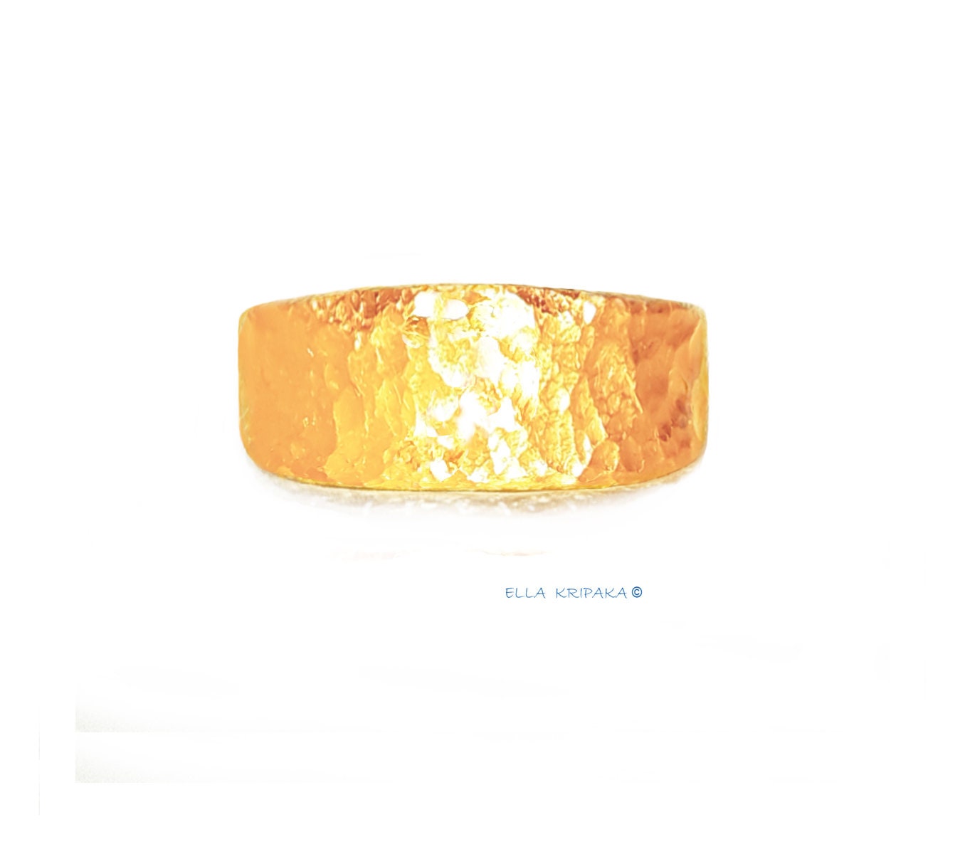 Custom Solid 24k 9999 Gold 17g/size 6US Hammered Ancient Rome Ring Signet 11mm Can Be 22k Gold