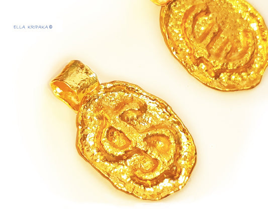 Hammered 24k 9999 Gold 9g &25g Organic Lucky Sign Dollar Pendant