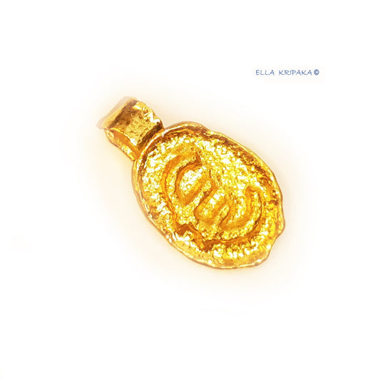 Hammered 24k 9999 Gold 9g &25g Organic Lucky Sign Euro Pendant