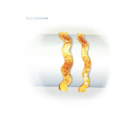 Hammered 24k 9999 Gold 43g Ancient Egypt Bangle 8mm 22k