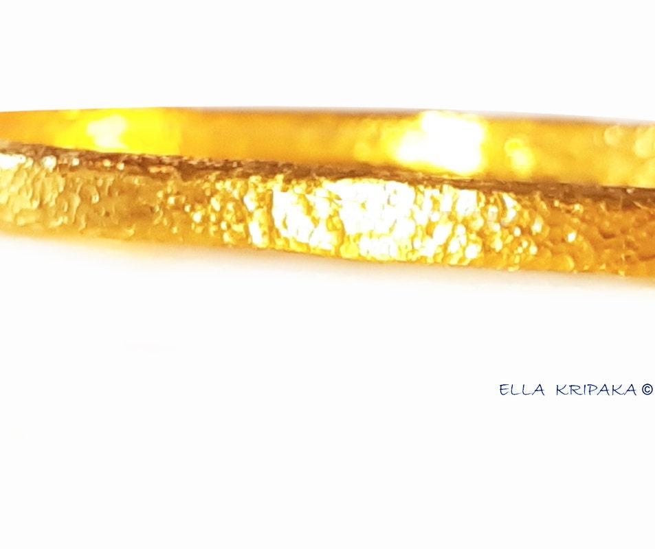 Custom Solid 22k 92.5% Gold 16g/size 7in, Hammered Uneven Bracelet Durable Bangle, Wide 4.5mm Thickness 1mm, Price For 1, Discount For 2