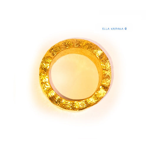 Hammered Solid 24k 9999 Gold 27g Organic Ring 6.5mm Thick 3.5mm 22k