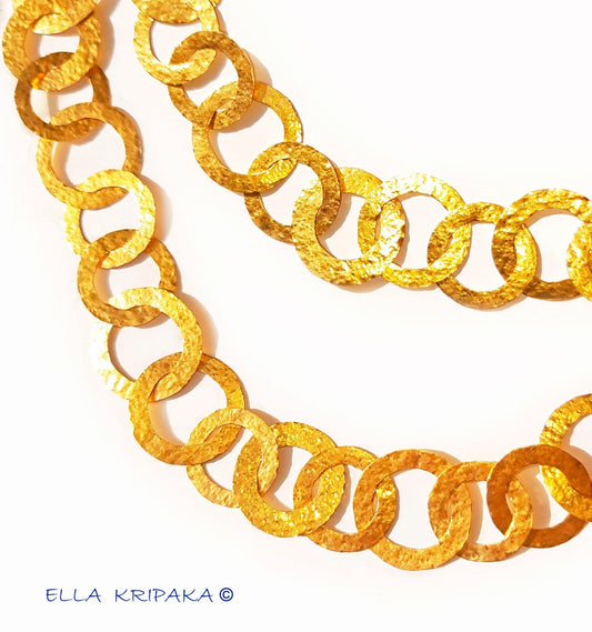 Hammered 24k Gold Hammered 9999 Gold Bracelet Chain Necklace Ancient Rome Hammered 22k Gold Artist Ella Kripaka