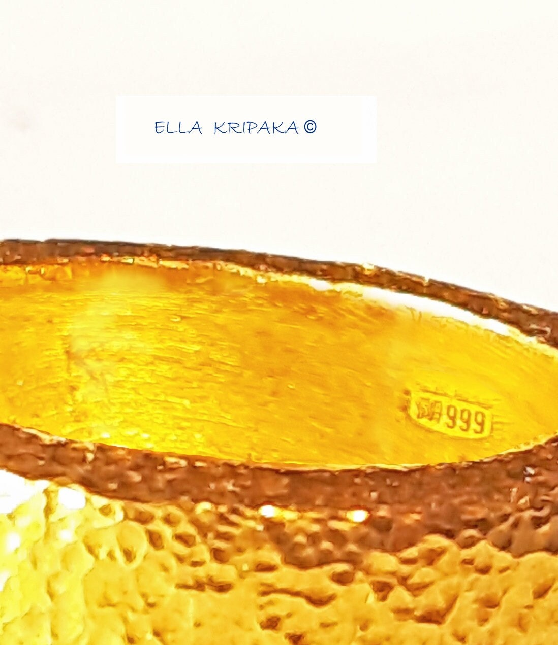 Custom Solid 24k 9999 Gold 13g Hammered Ancient Rome Ring Widt 4.2mm Can Be 22k Gold