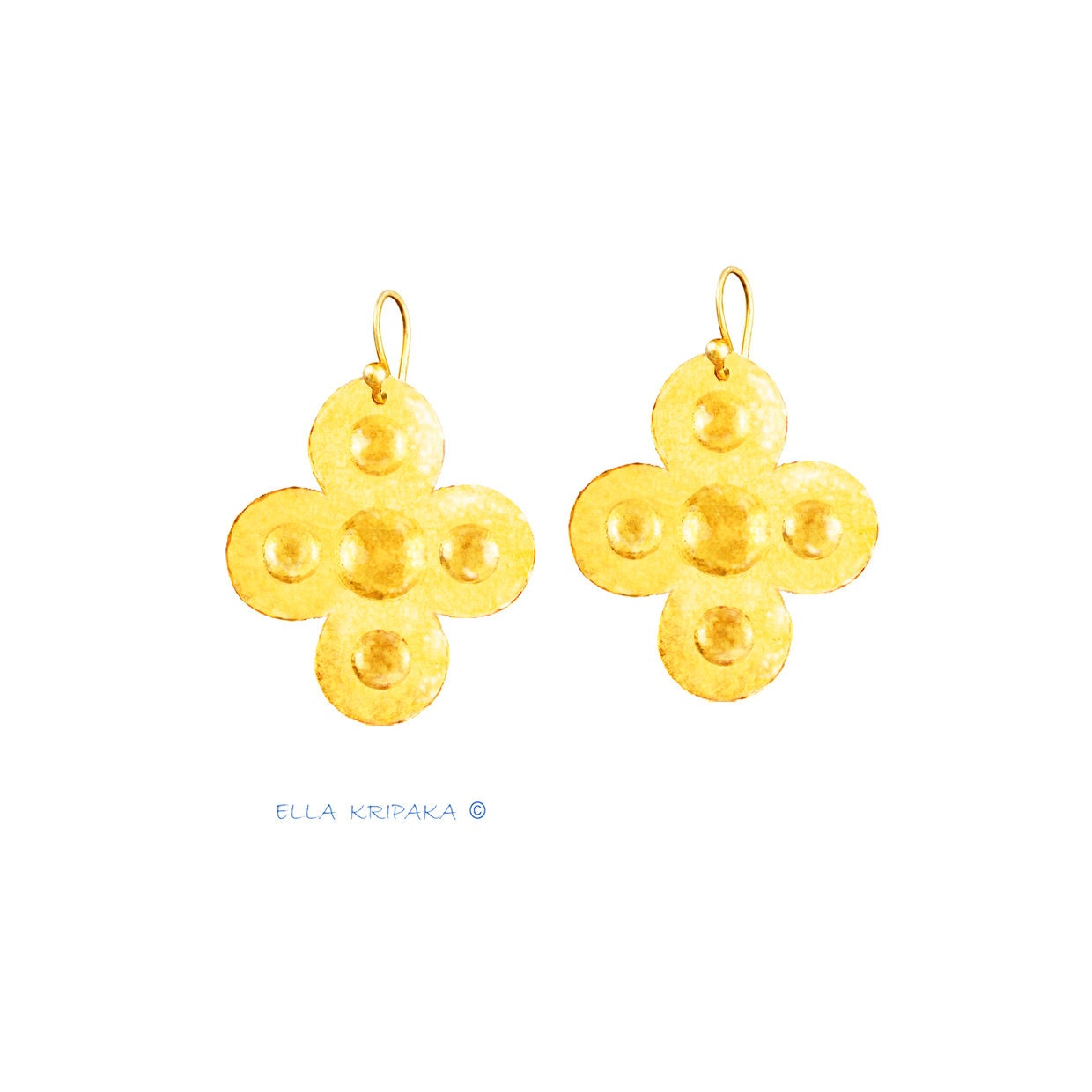 Custom Solid 24K 9999 Gold 8.5g and 25g Hammered Byzantine Empire Cross Earrings 35mm and 55mm Can Be 22k Gold