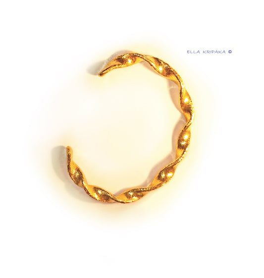 Custom Solid 24k 9999 Gold 50g/6in size Hammered Twisted Bracelet Cuff Ancient Egypt 6.5mm Can Be 22k Gold