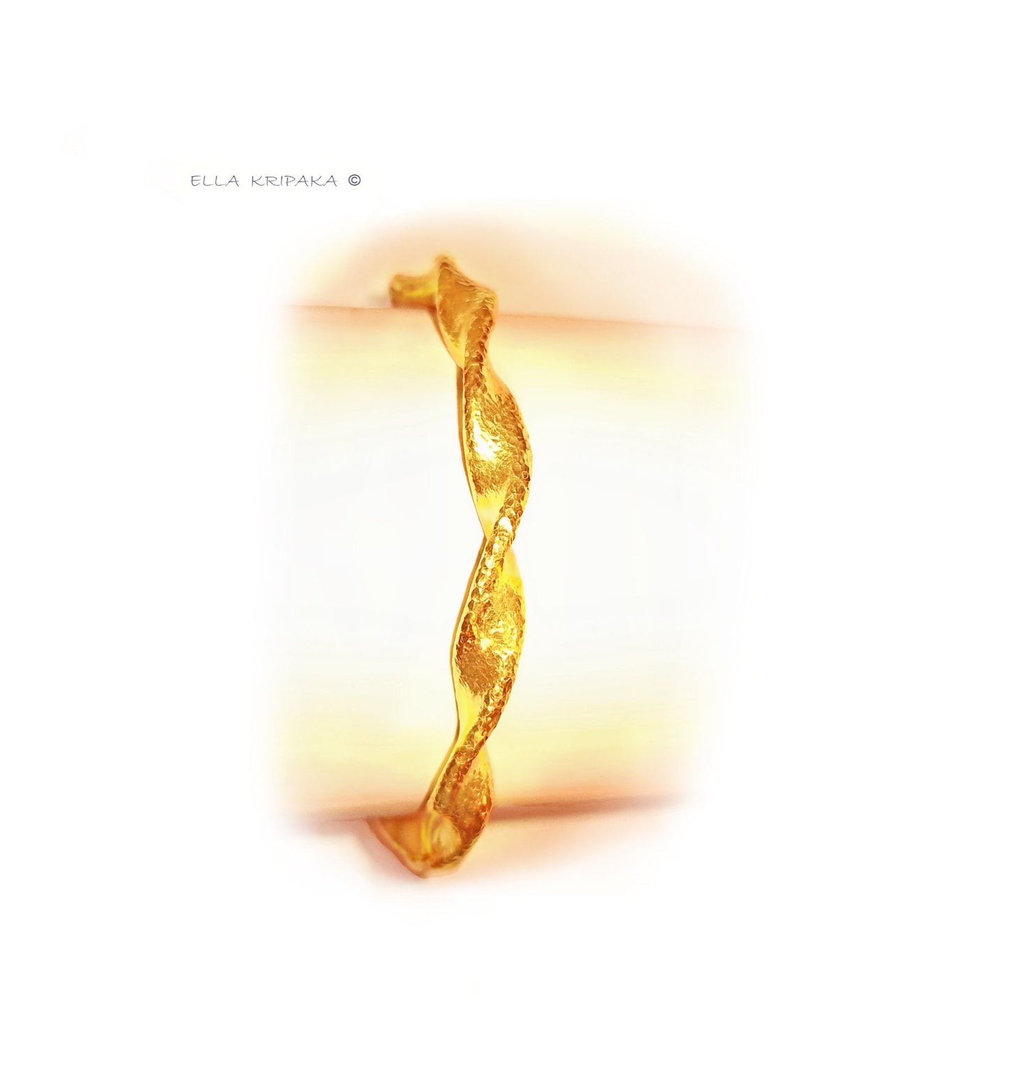 Custom Solid 24k 9999 Gold 50g/6in size Hammered Twisted Bracelet Cuff Ancient Egypt 6.5mm Can Be 22k Gold