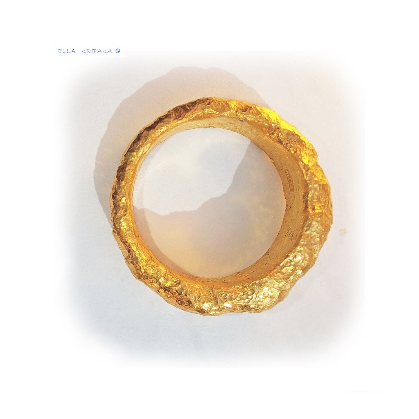 Custom Solid 24k 9999 Gold 19.5g/size 6US Hammered Organic Ring Signet 6.5mm Can Be 22k Gold