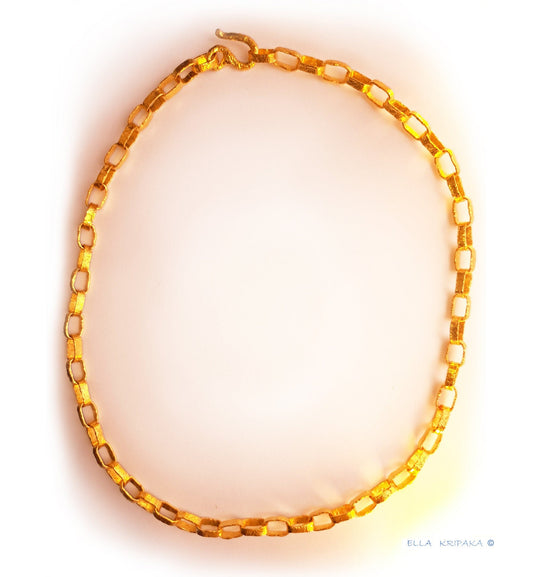 Hammered 24k Gold Hammered 9999 Gold Bracelet Chain Necklace Ancient Rome Hammered 22k Gold Artist Ella Kripaka