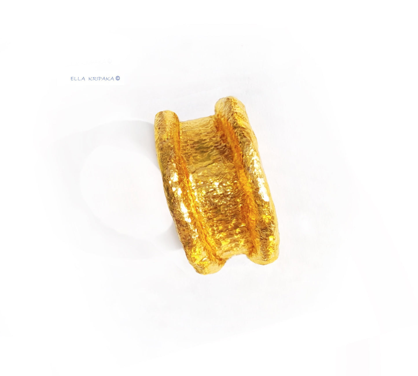 Custom Solid 24k 9999 Gold 20g/size 6US Hammered Organic Ring Wide 11mm Can Be 22k Gold