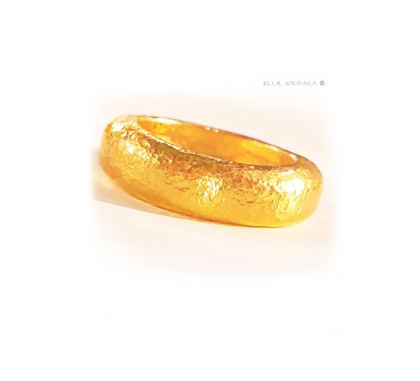 SALE%5 Custom Solid 24k 9999 Gold 13g/size 6US Hammered Ancient Rome Ring 7mm Can Be 22k Gold