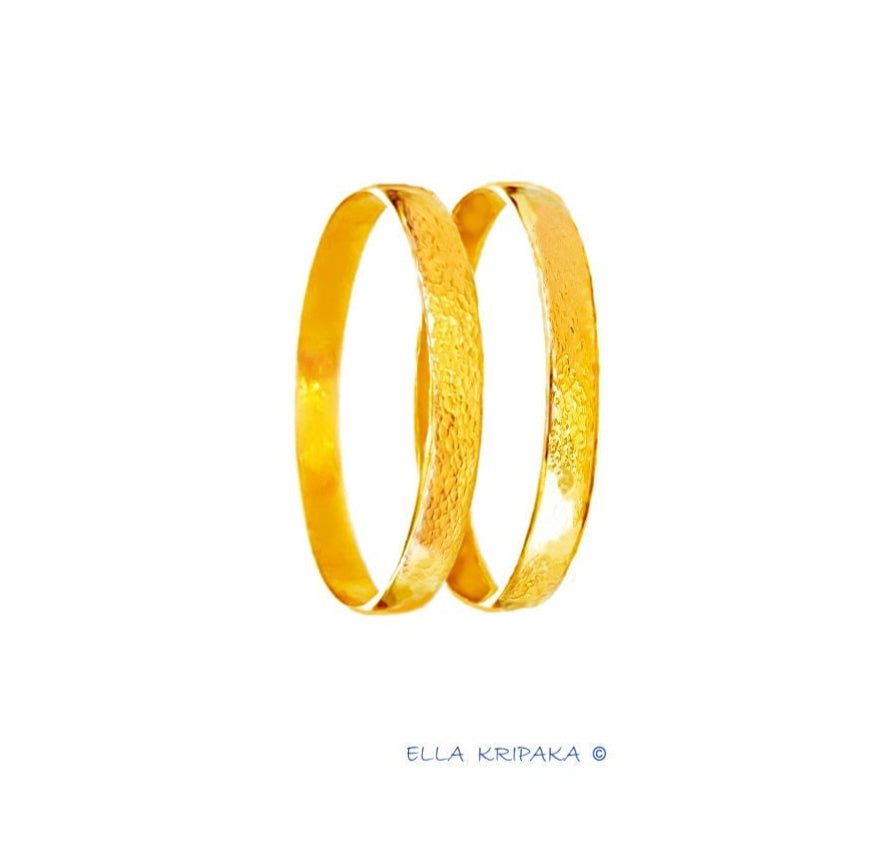Custom Solid 22k 92.5% Gold 21g/size 7in, Hammered Ancient Rome Bracelet Durable Bangle, Wide 6mm Thickness 1mm, Discount For 2