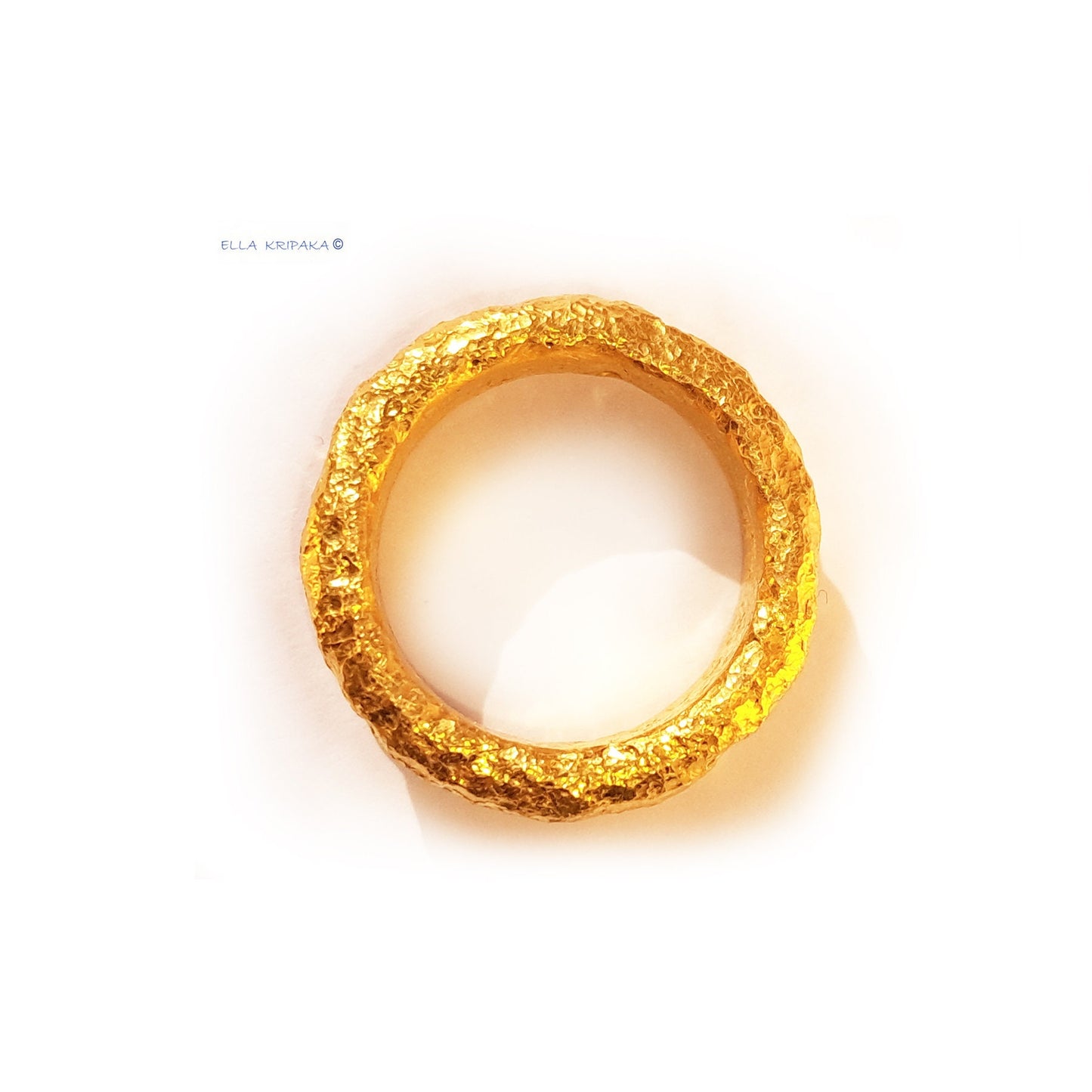 Custom Solid 24k 9999 Gold 20g/size 6US Hammered Organic Ring Wide 11mm Can Be 22k Gold