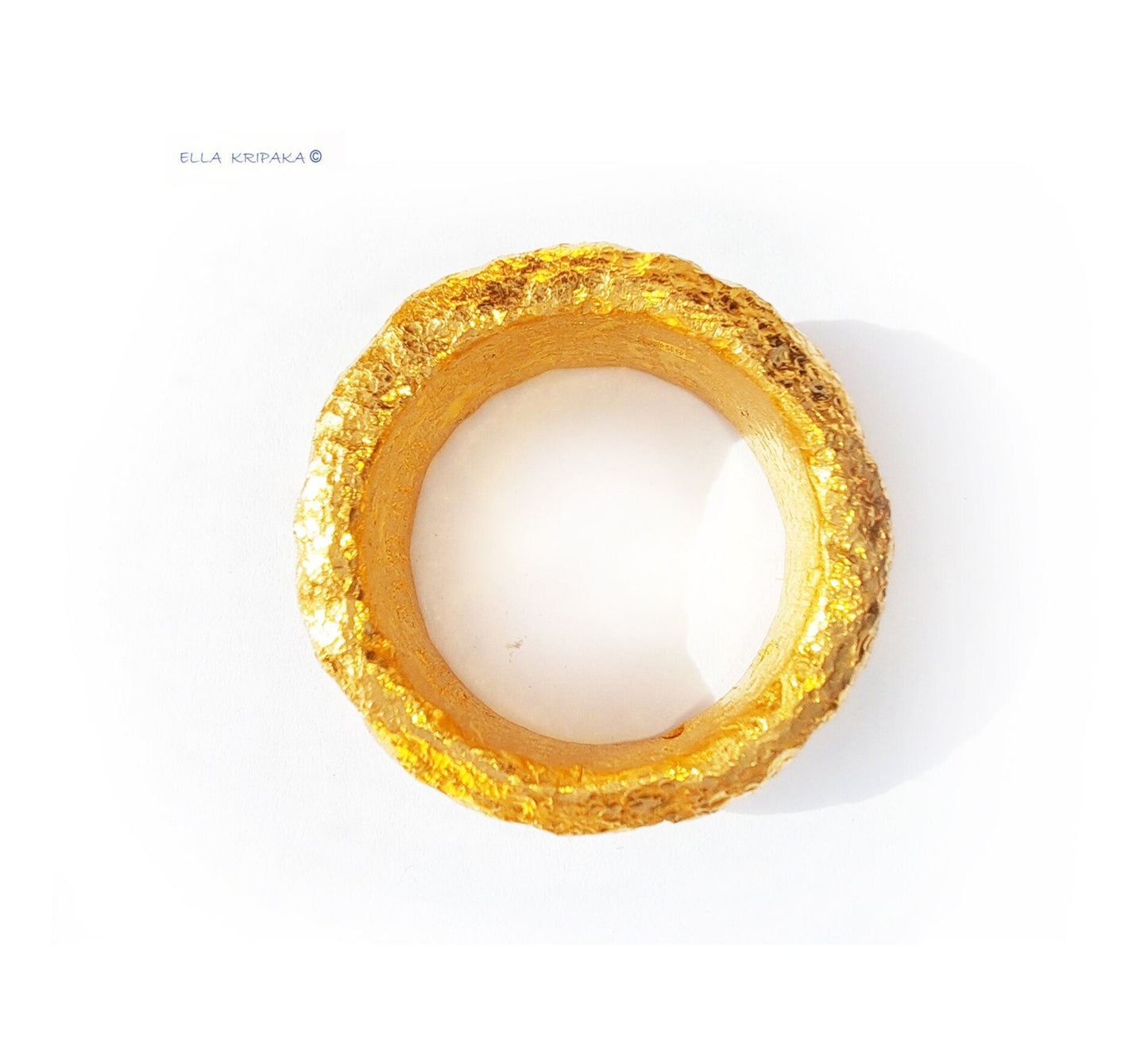 Custom Solid 24k 9999 Gold 38.5g/size 6US Hammered Organic Signet Ring 15mm Can Be 22k Gold