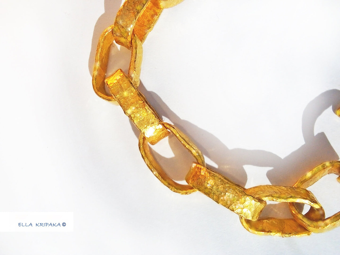 Custom Solid 24k 9999 Gold 68g/size 7in Hammered Chain Bracelet Ancient Rome 10mm Can Be 22k Gold