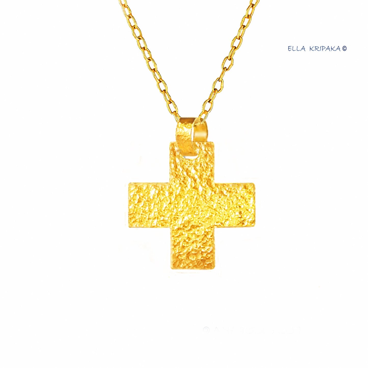 Custom Solid 24k 9999 Gold 6g and 19g Hammered Cross Byzantine Empire Pendant Durable Length 35mm and 56mm
