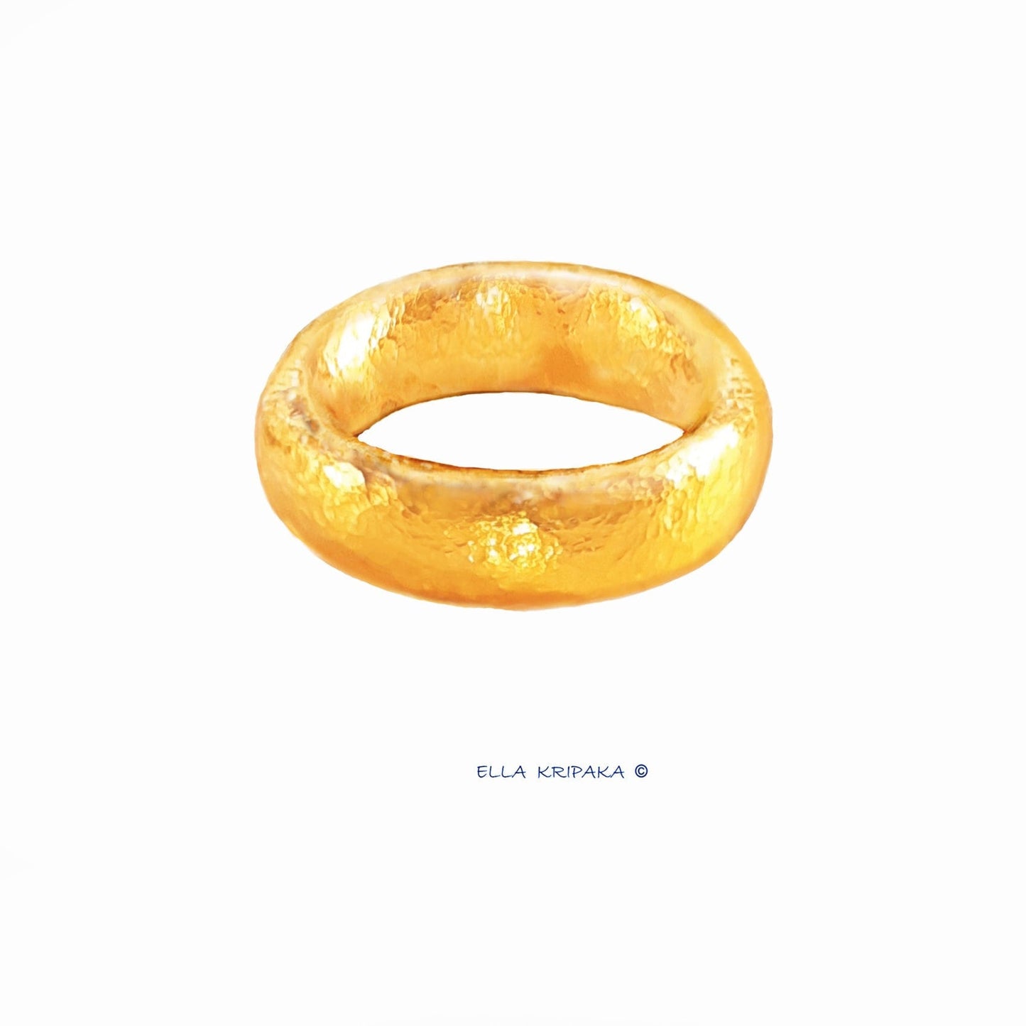 Custom Solid 24k 9999 Gold 24.5g/size 6US Hammered Ancient Rome Ring Rounded Can Be 22k Gold