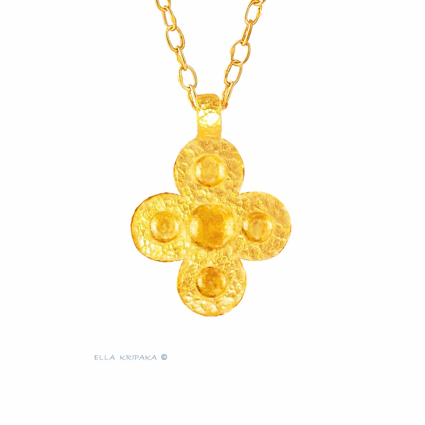 Custom Solid 24k 9999 Gold 9g and 27g, Hammered Byzantine Empire Cross Convex Pattern Pendant Durable, Length 35mm and 56mm