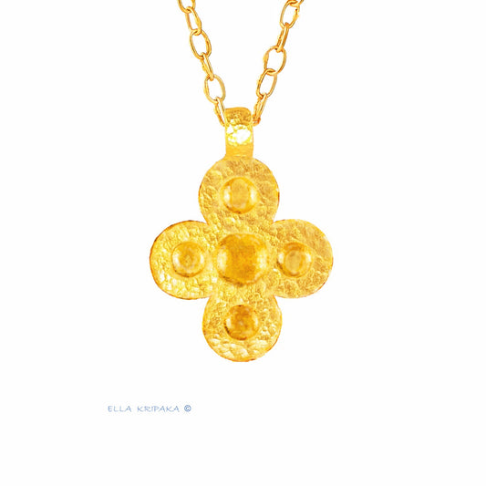 Hammered 24k 9999 Gold 9g &27g Byzantine Cross Pendant Custom 22k