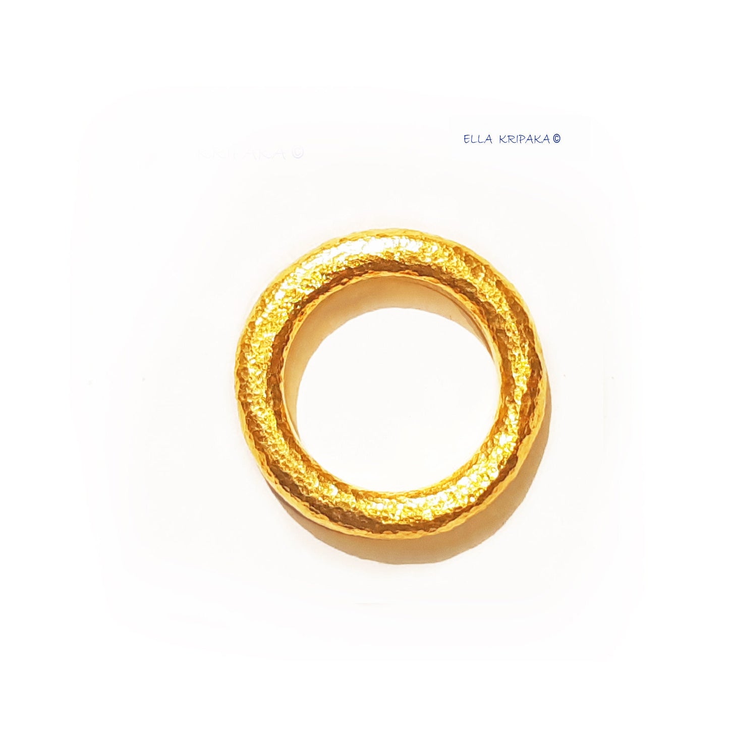 Custom Solid 24k 9999 Gold 24.5g/size 6US Hammered Ancient Rome Ring Rounded Can Be 22k Gold