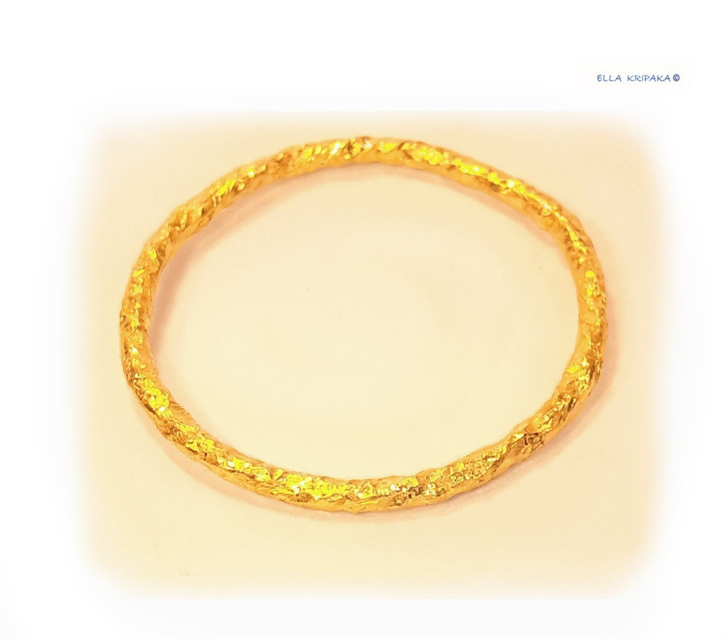 Custom Solid 24k 9999 Gold 72g/7in size Organic Hammered Bracelet Bangle 6.5mm Can Be 22k Gold