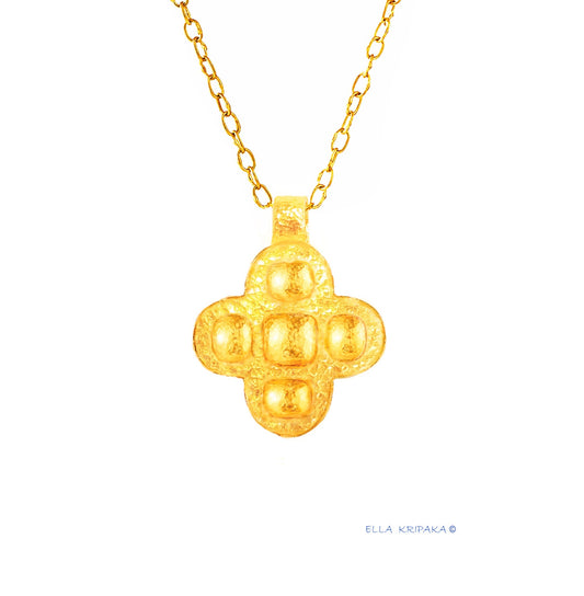 Hammered 24k 9999 Gold 7g &23g Byzantine Cross Pendant Custom 22k