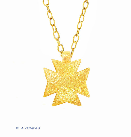 Hammered 24k 9999 Gold 9g &25g Byzantine Cross Pendant Custom 22k