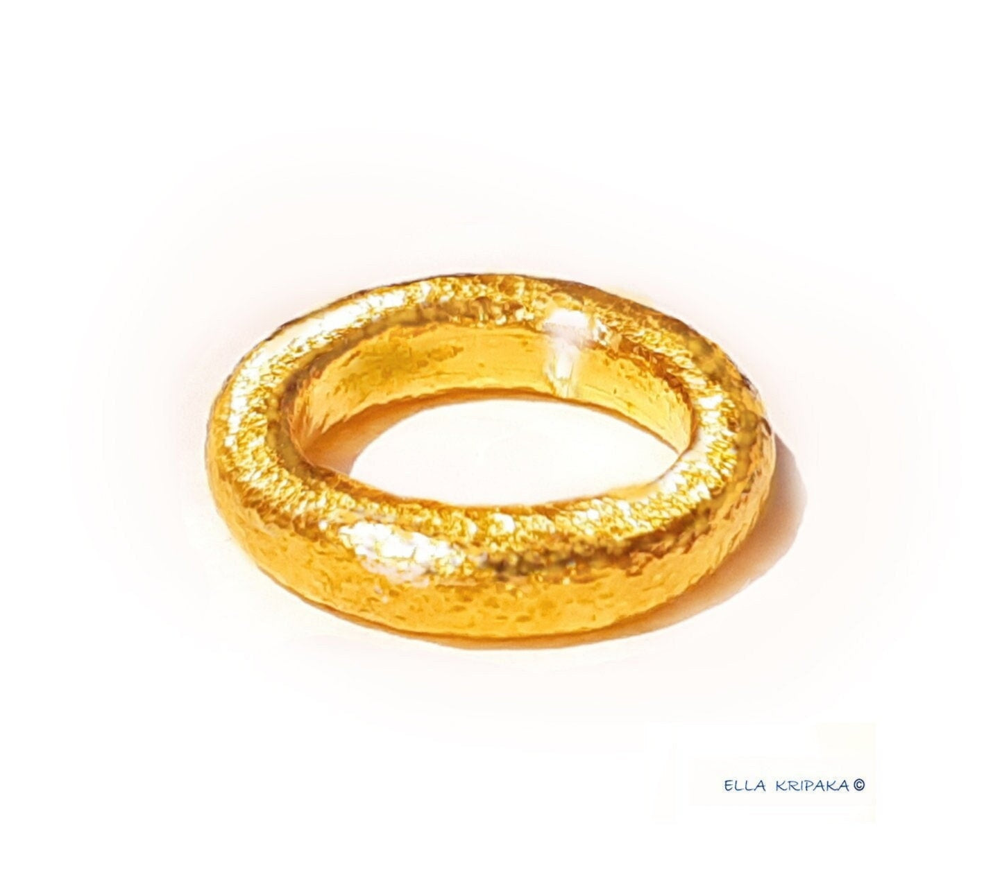 Custom Solid 24k 9999 Gold 24.5g/size 6US Hammered Ancient Rome Ring Rounded Can Be 22k Gold