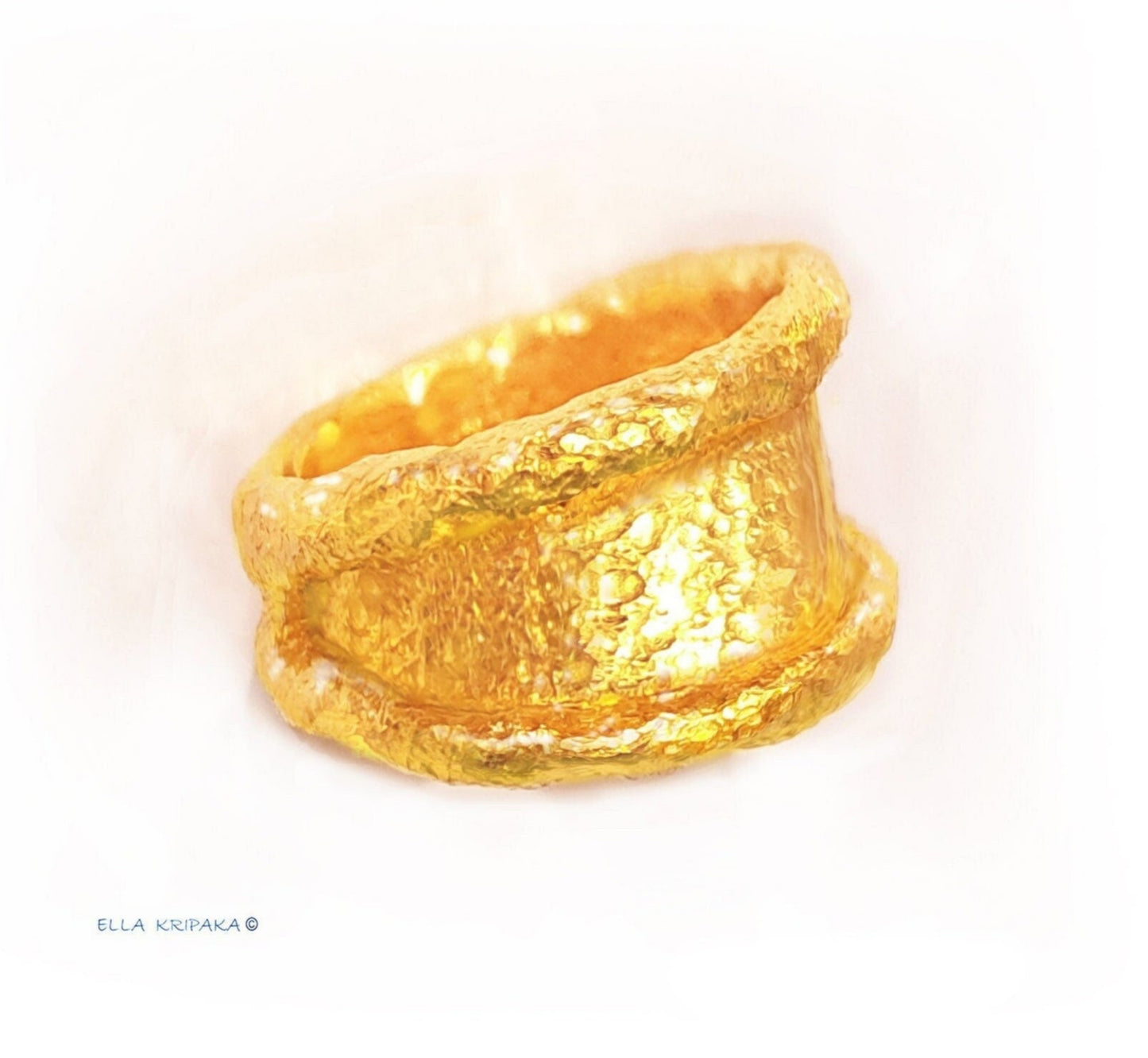 Custom Solid 24k 9999 Gold 26g/size 6US Organic Signet Ring 15mm Can Be 22k Gold