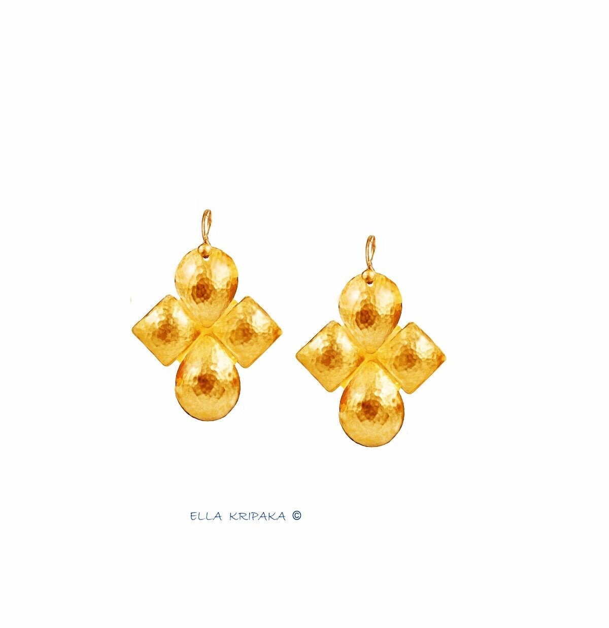 Custom Solid 24K 9999 Gold 10g & 28g Hammered Byzantine Cross Earrings 40mm & 60mm Can Be 22k Gold