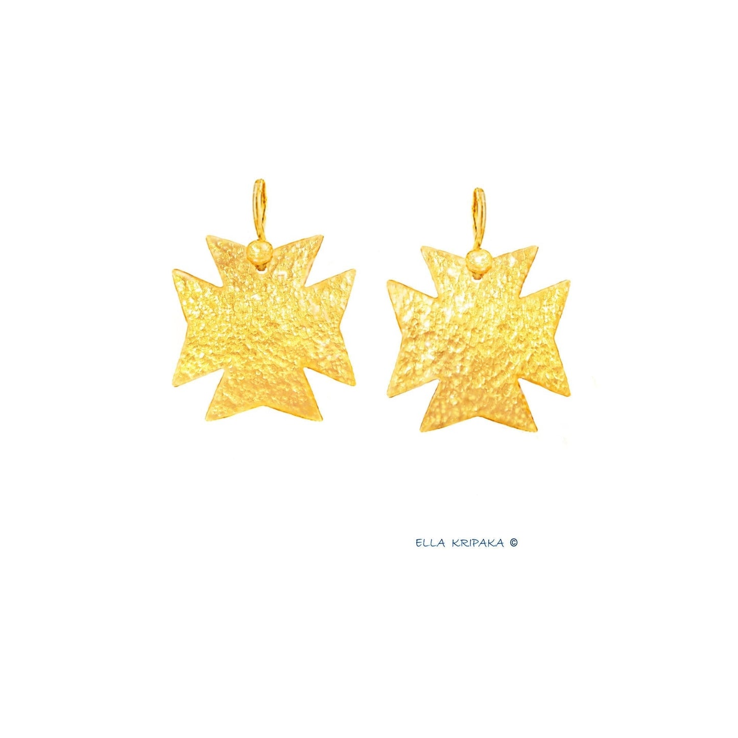 Custom Solid 24K 9999 Gold 10g and 28g Hammered Byzantine Empire Cross Earrings 35mm and 55mm Can Be 22k Gold