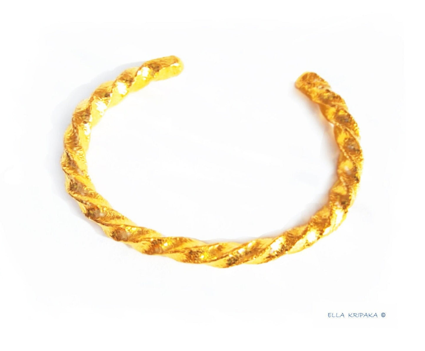 Custom Solid 9999 24k Gold 116g/6in size Hammered Viking Twisted Bracelet Cuff 7mm Can Be 22k Gold