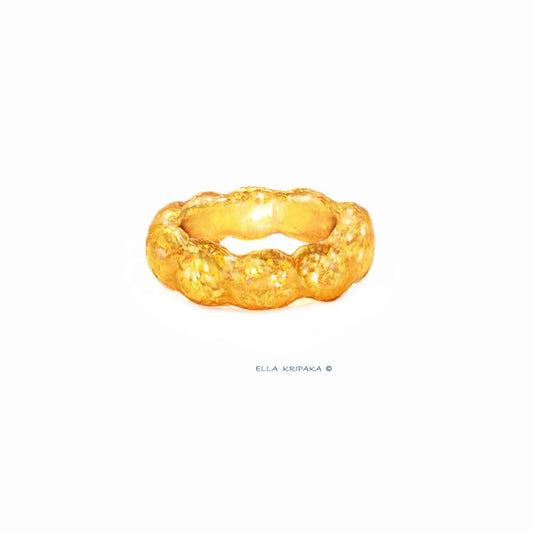 Hammered 24k 9999 Gold 23.5g Organic Ring Wide 6mm Thick 3.5mm 22k