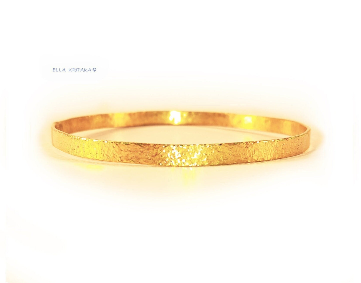 Custom Solid 22k 92.5% Gold 15g/size 7in, Hammered Ancient Rome Bracelet Durable Bangle, Wide 4.5mm Thickness 1mm, For 2 Discount