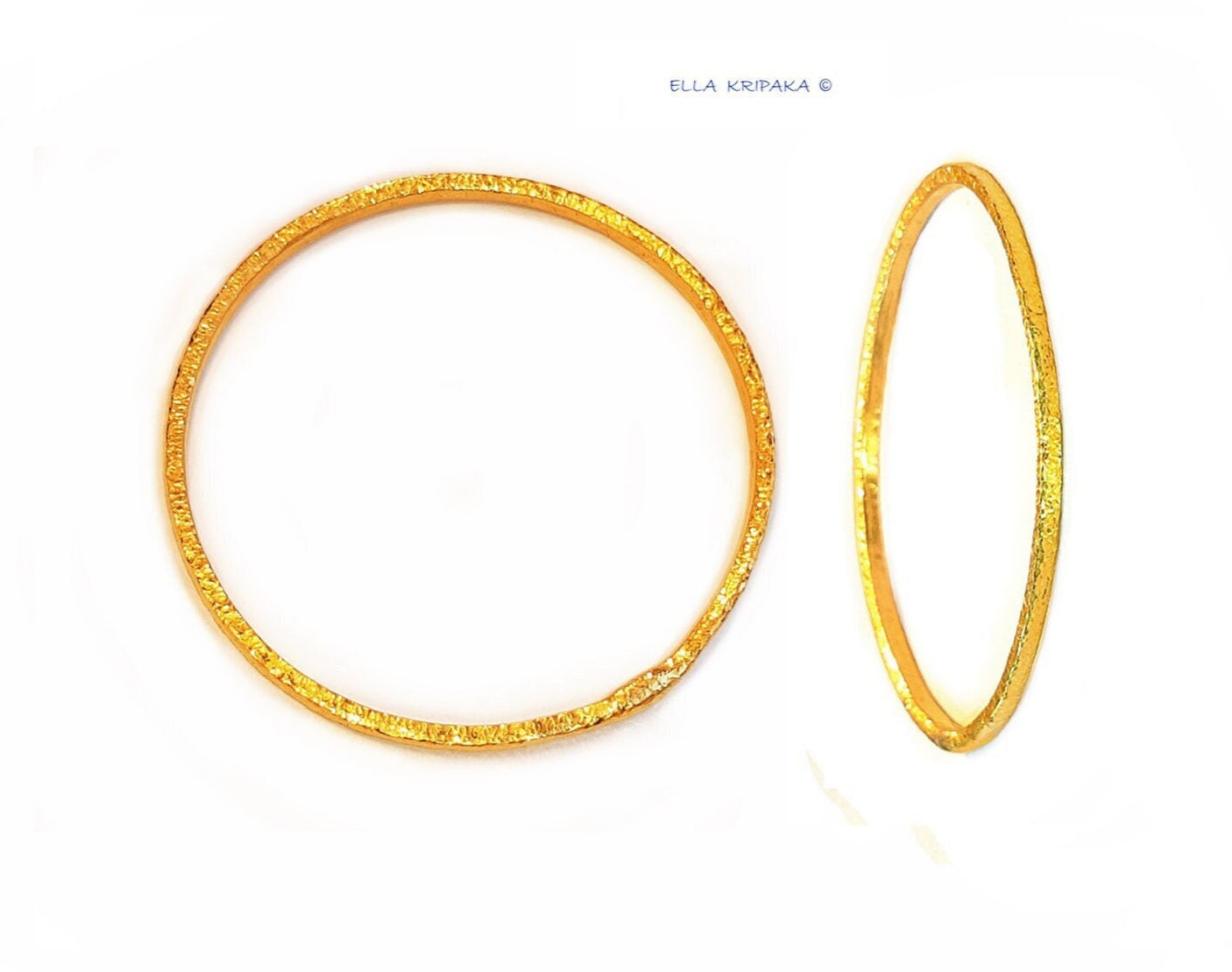 Custom Solid 22k 92.5% Gold 36g/size 7in, Hammered Ancient Rome 2 Bracelets Durable 2 Bangles, Wide 2.6mm Thick 2mm, Price For 2 With Discount