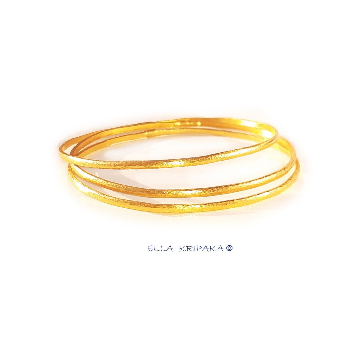 hammered 22k gold bangle bracelet Ancient Rome, forged 22k gold bangle, hammered 24k 9999 gold bangle artist Ella Kripaka