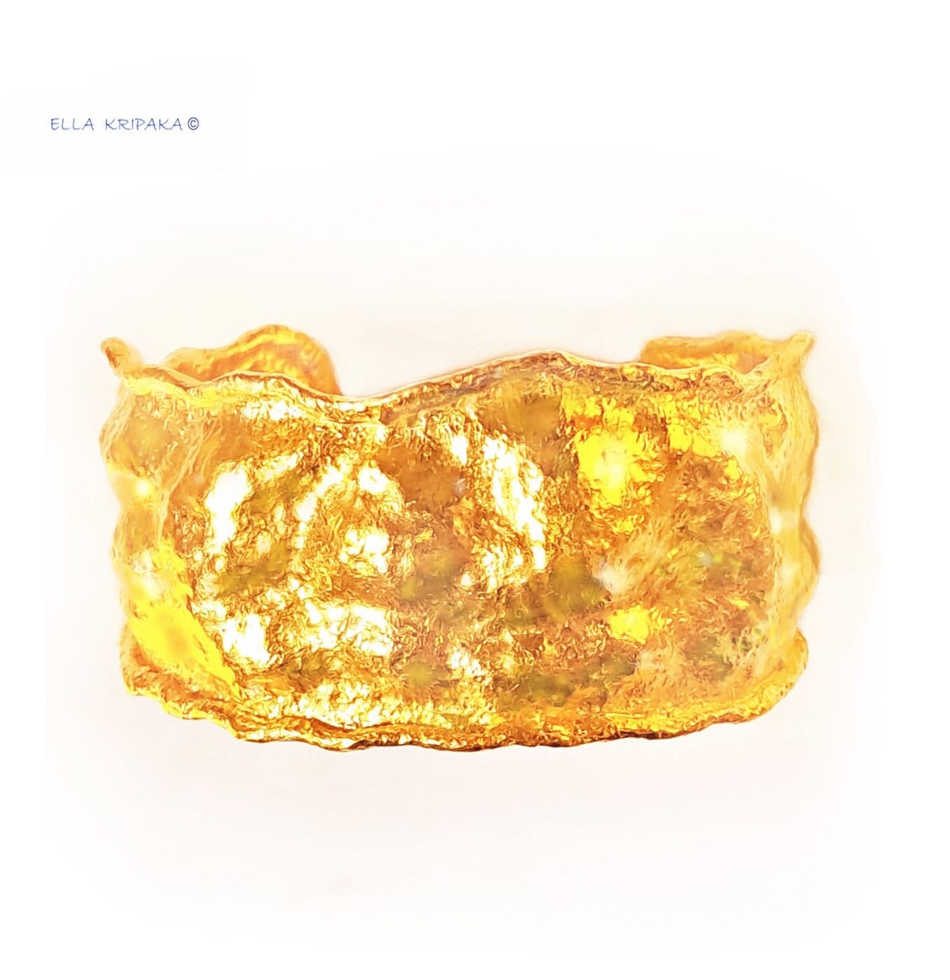 Custom Solid 24k 9999 Gold 80g/6in size Organic Hammered Convex Bracelet Cuff 35mm Can Be 22k Gold