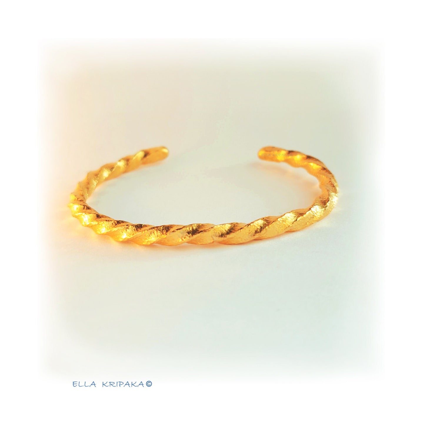 Custom Solid 9999 24k Gold 41g/6in size Twisted Viking Hammered Bracelet Cuff 4.5mm Can Be 22k Gold