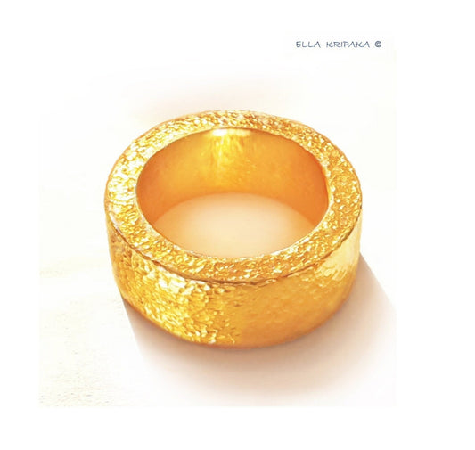 Hammered 24k Gold Solid 9999 Gold Ring Ancient Rome Hammered 22k Gold Artist Ella Kripaka