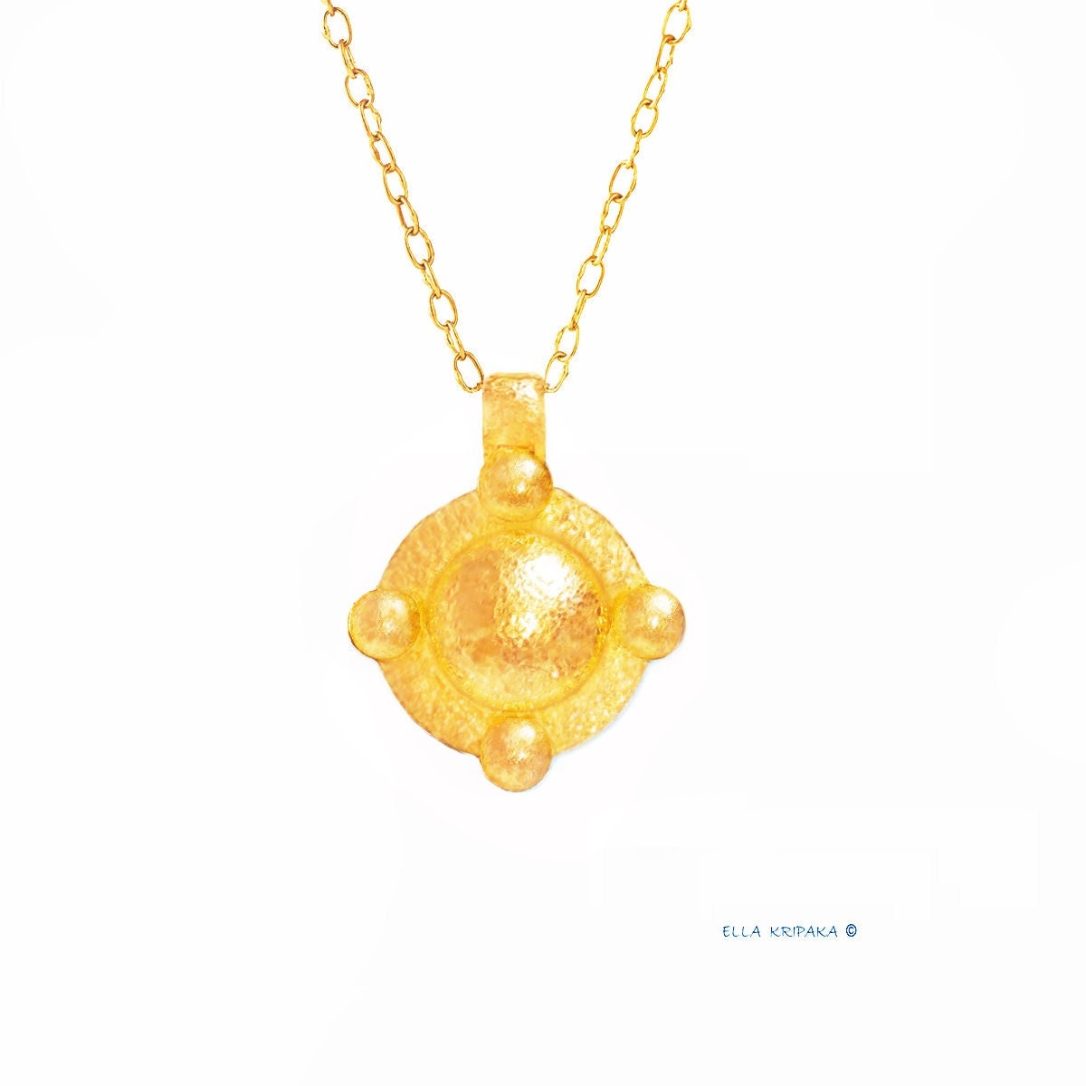 Custom Solid 24k 9999 Gold 9g & 25g Hammered Byzantine Dome Pendant 35mm & 56mm Can Be 22k Gold