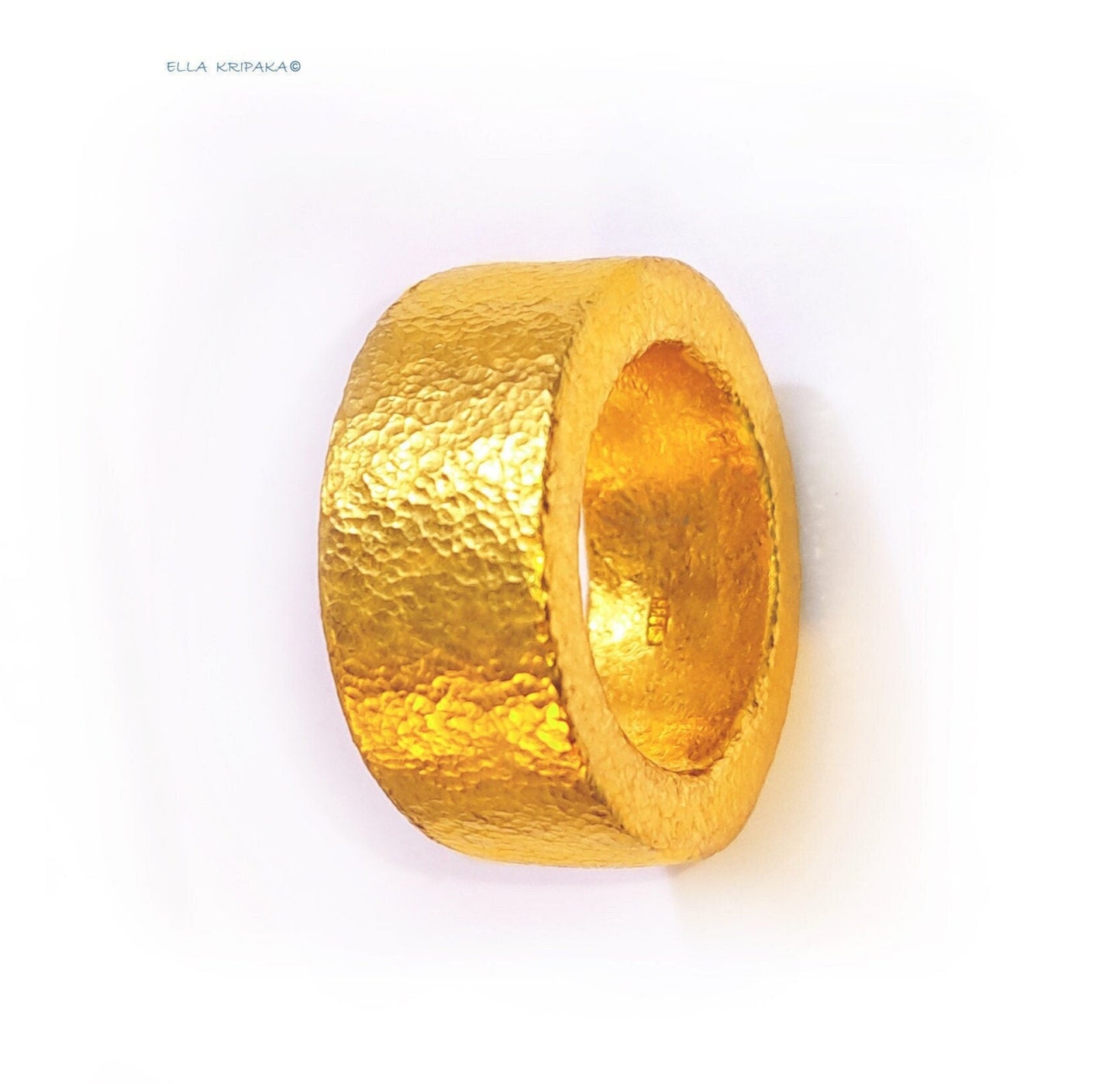 Custom Solid 24k 9999 Gold 47g size 6US Hammered Ancient Rome Ring 10mm